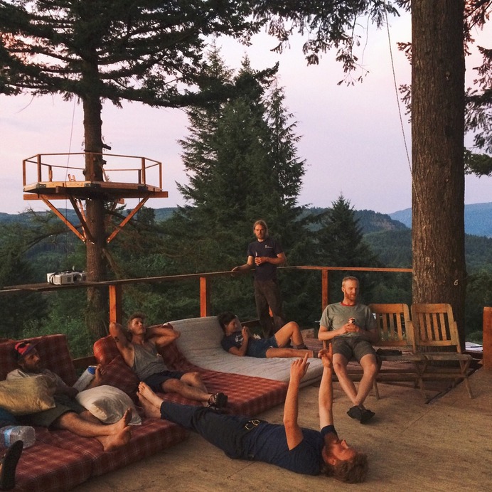 Taking a break from building and watching Austin Powers in the trees a year ago #tbt