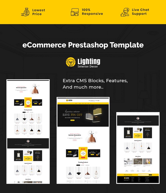 #Lighting & #Interior #Decor #Ceiling #Lights - #Prestashop #Responsive #Theme | #TemplateTrip #eCommerce #Website #Design #Template