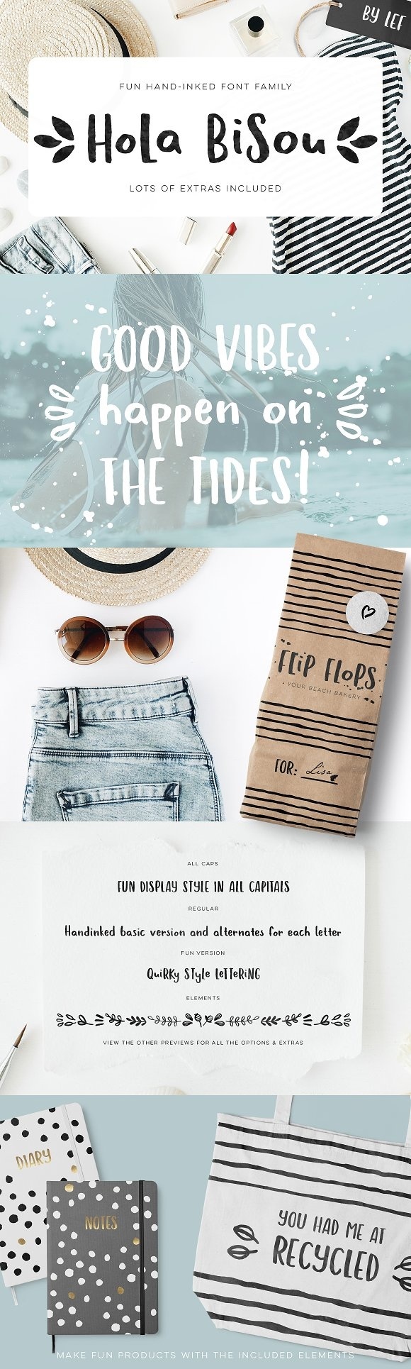 Hola Bisou font handlettered ink - Display