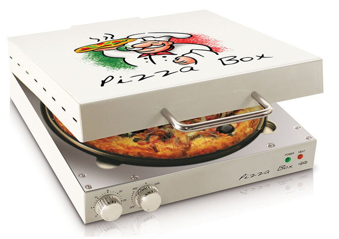 There's never a cold slice left in this pizza box! The Pizza Box pizza oven is a great small appliance for pizza lovers everywhere. #modern #design #home #product #kitchen #industrial