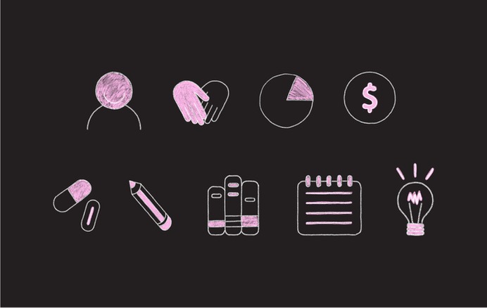Hand Drawn Chalk Style Icons for The Design Clinic