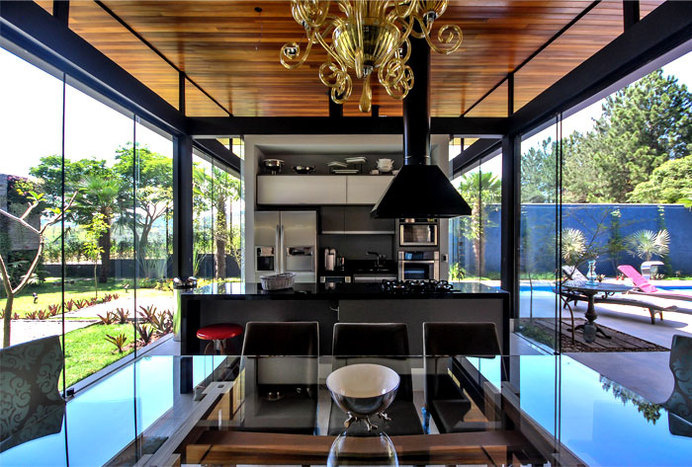 Brazilian House with Stylish Architecture and Rustic Materials island villa architecture #ideas #interior #kitchen #design