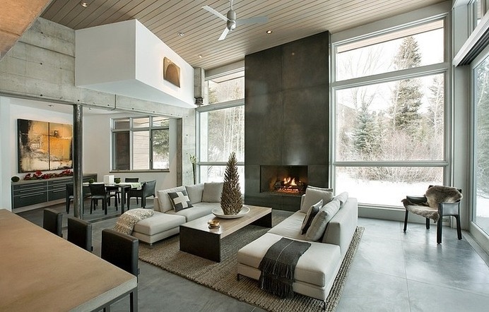 Unconventional Concrete Holiday Retreat near Aspen, Colorado #interior #mountain #design #retreat #holiday