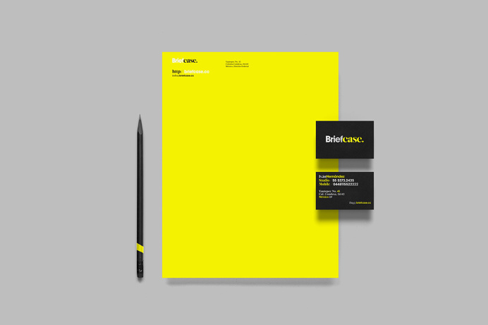 Briefcase branding by anagrama moterey mexico mindsparkle mag business card corporate design stationery minimal yellow geometry black tape l
