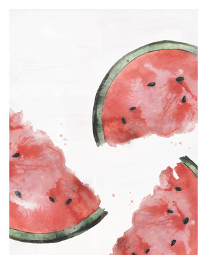 art, watercolor, colors, fruit, watermelon, print,
