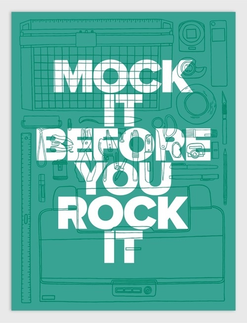 Mock it Before You Rock it #cut #print #scissors #grid #illustration #handmade #drawn #poster #hand #humor #typography