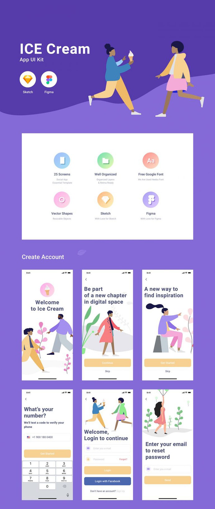 Ice Cream UI Kit Sketch & Figma