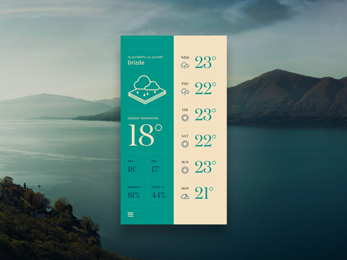 Blue/green Forecast Weather App theme