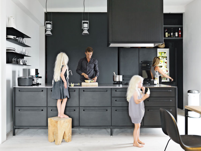 Matte black kitchen via Dwell