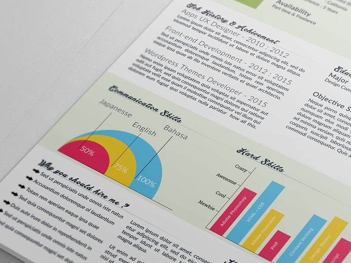 Free Clean Infographic Resume Template for Job Seeker