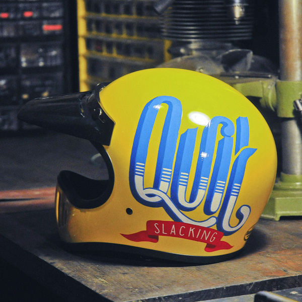 Quit Slacking | Hand-lettering on helmet #typography #lettering #helmet #kallos