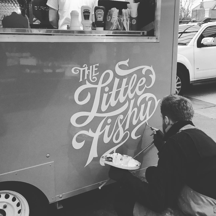 the little fishy #foodtruck #Sign Writer #lettering http://www.ashleywillerton.com/
#lettering