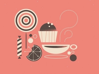 Dribbble - Candies by Romain Diguet #pink #cupcakes