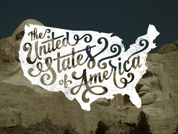 United States of America Lettering — Jude Landry #usa #america #map #typography