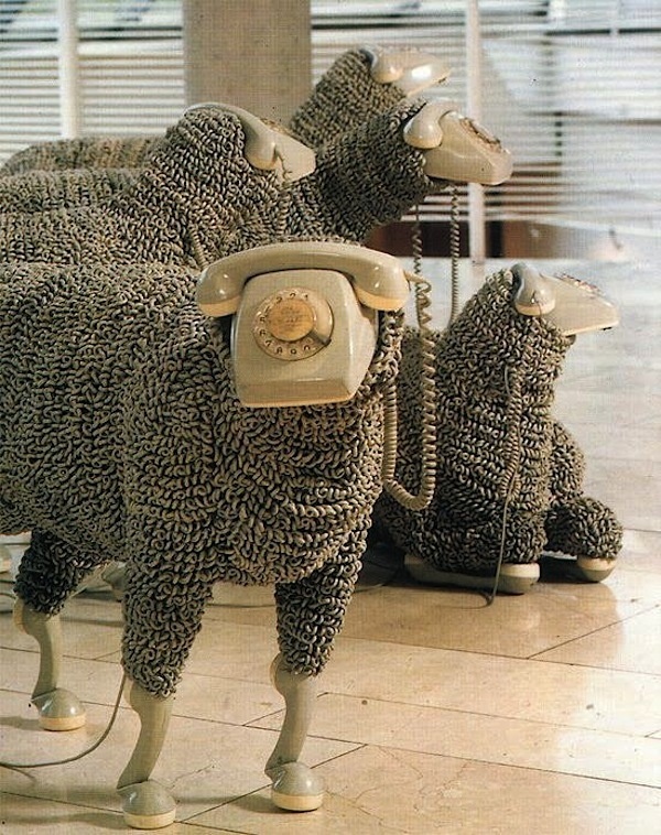 sheeps_vintage_telephones_01 #sheep #phone #art #installation