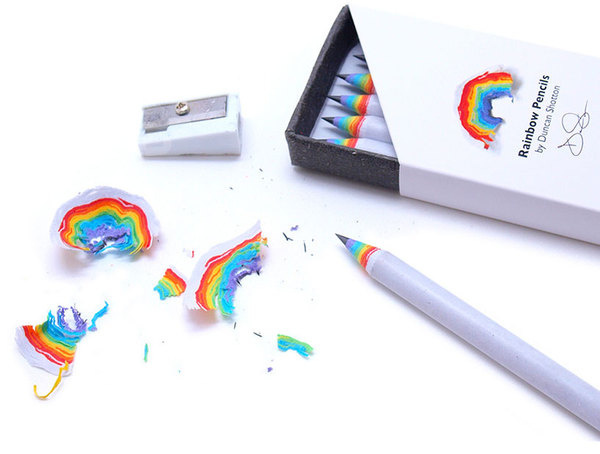 rainbow pencils by duncan shotton made from recycled paper #colorful #pencil #rainbow #paper #recycled