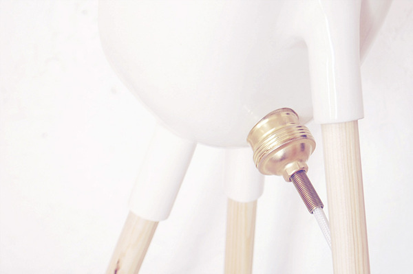 Beabop Lamp - Sergio Guijarro | Ceramic, brass and wood. #beabop #ceramics #design #wood #lamps #art #brass #light