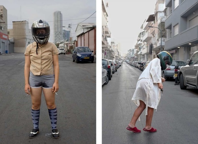 Tel Aviv's Girls With Bicycles And Helmets: Melodramatic and Narrative Portrait Series by Alexander Mendelevich