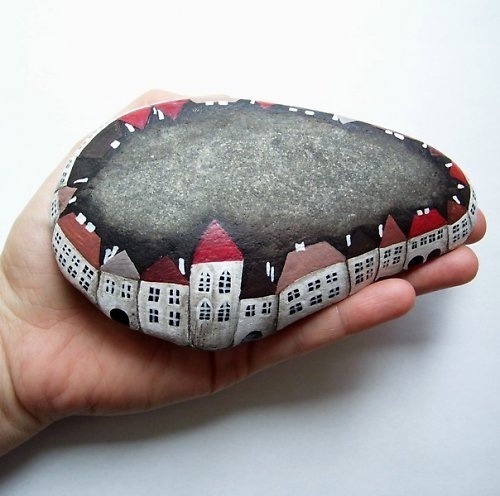 a rock town! #house #stone #rock #town #paint