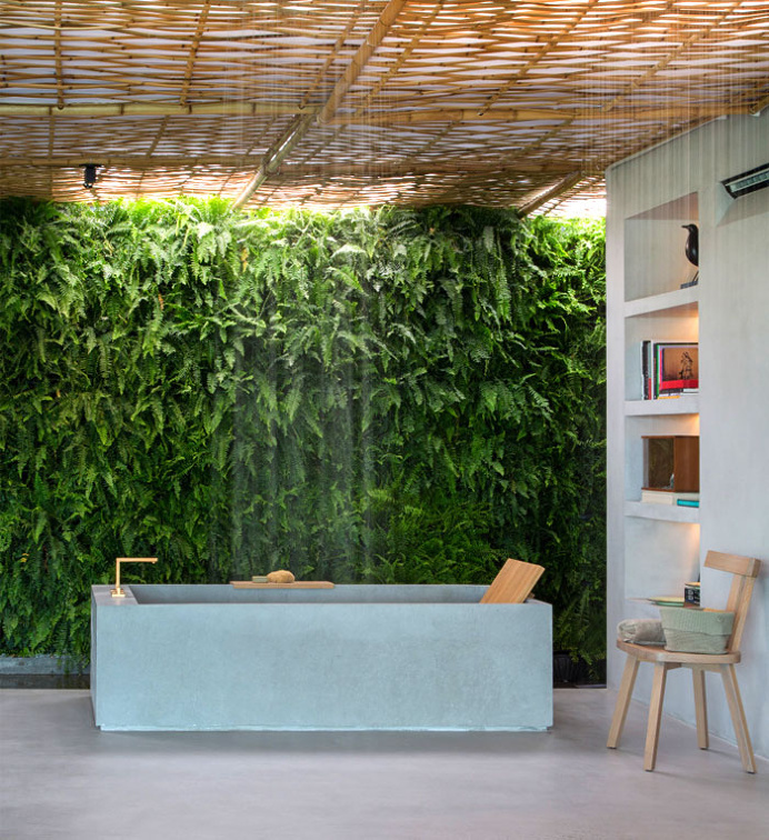 Modern Bathroom Decor with Live Plants - #bath, #interior, #decor, #plants, #greenery