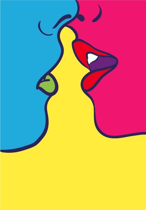 Kiss #vector #amor #pink #adriamolins #art #blue #love #kiss