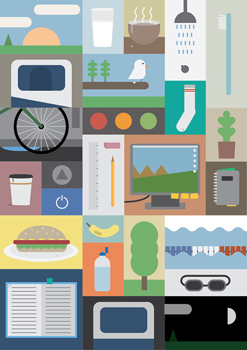 A to B #computer #vector #banana #health #icons #food #bird #illustration #swim #bed #poster #bike