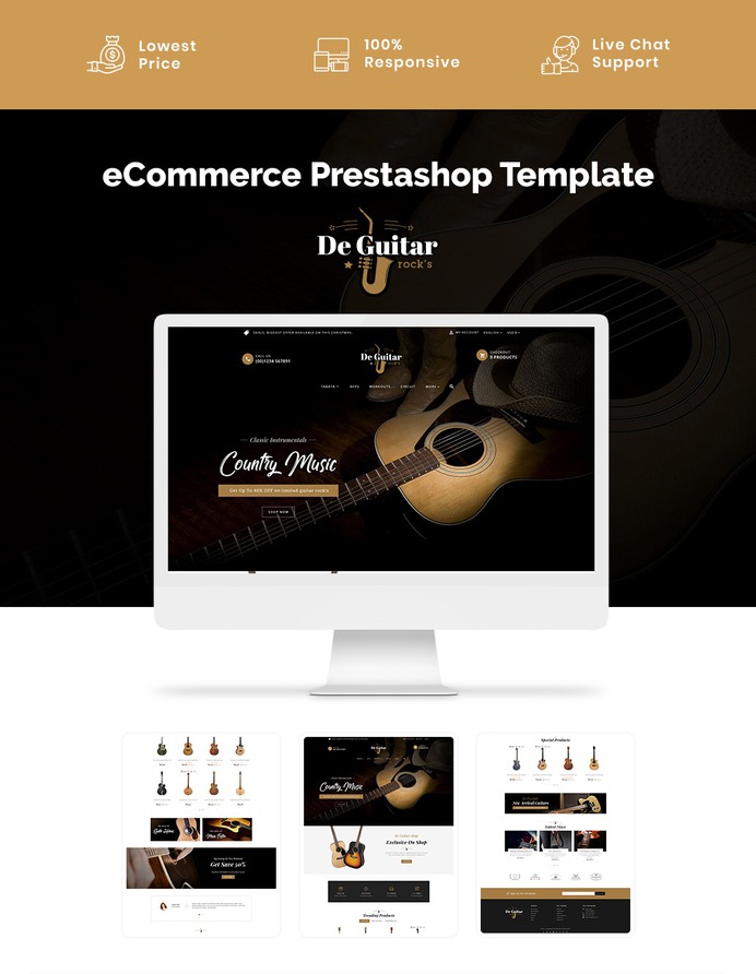 #Guitar & #Music #Instruments - #Prestashop #Responsive #Theme | #TemplateTrip #eCommerce #Website #Design #Template