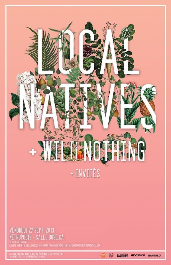 Local Natives poster #print #typography #poster #graphics #pink #band #floral #blush