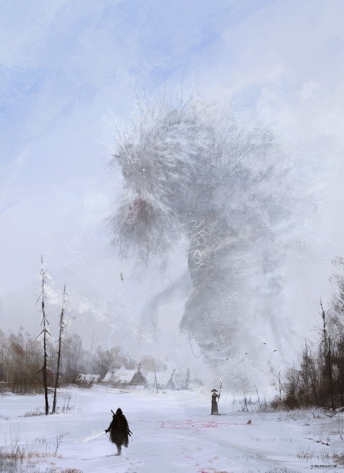 another day at work… Ded Moroz he has been brought to the role of substitute for Santa… so I want remind how real 'Ded Moroz' looks #beauty #fantasy #giant #wilderness #cold #behemoth #snow #illustration #monster #myth #winter