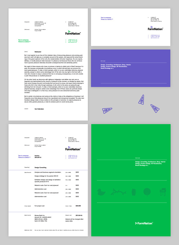 Invoice design idea #127: FormNation « Design Bureau – Lundgren+Lindqvist #print #letter #letterhead #invoice #mock up #sta...