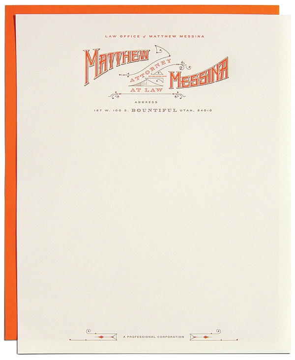 Kevin Cantrell Design/ Law Office of Matthew Messina #lettered #print #head #letter #hand