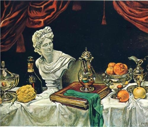 Still Life with Silver Ware by Giorgio de Chirico (1962) #life #painting #still #art