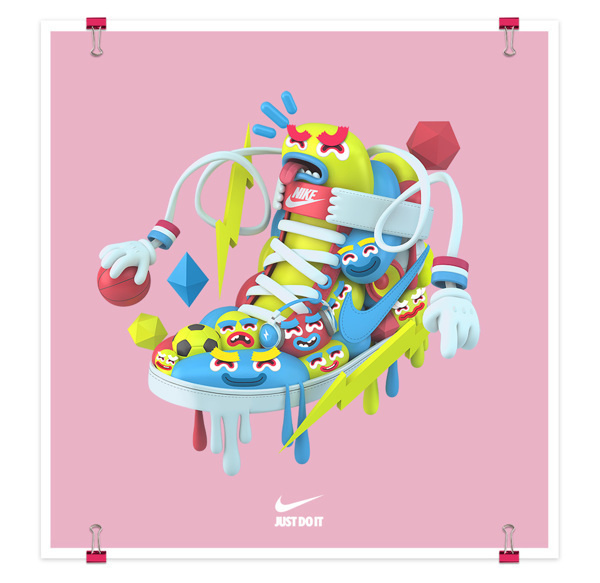 3D Illustrations-El Grand Chamaco #nike #illustration