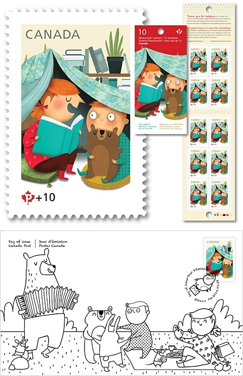 Post Canada felled in love and opted for the innocence of Marie-Eve Tremblay's sweet universe for its stamps campaign for Canada Post Commun