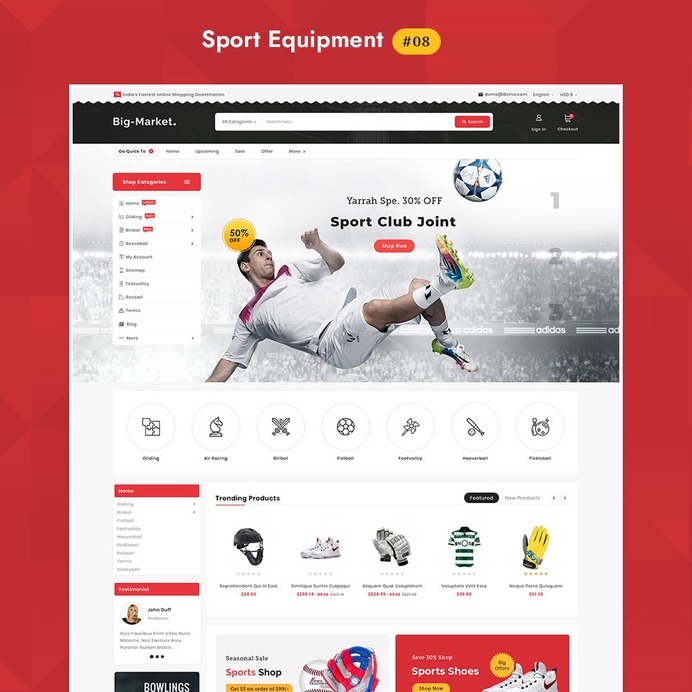 #Sports #BigMarket #Multipurpose #Mega Store - #Prestashop #Responsive #Theme | #TemplateTrip #eCommerce #Website #Design #Template
