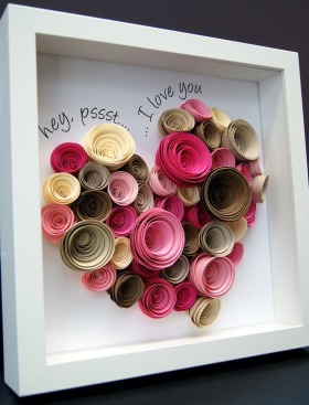 I Love You Valentine's Frame of Large Heart made up of Paper Roses for Wedding Anniversary Engagemen - wedding anniversary