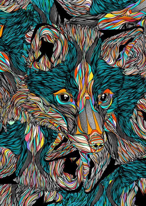 http://off-the-wall-b.tumblr.com/tagged/animalistic #illustration #wolf