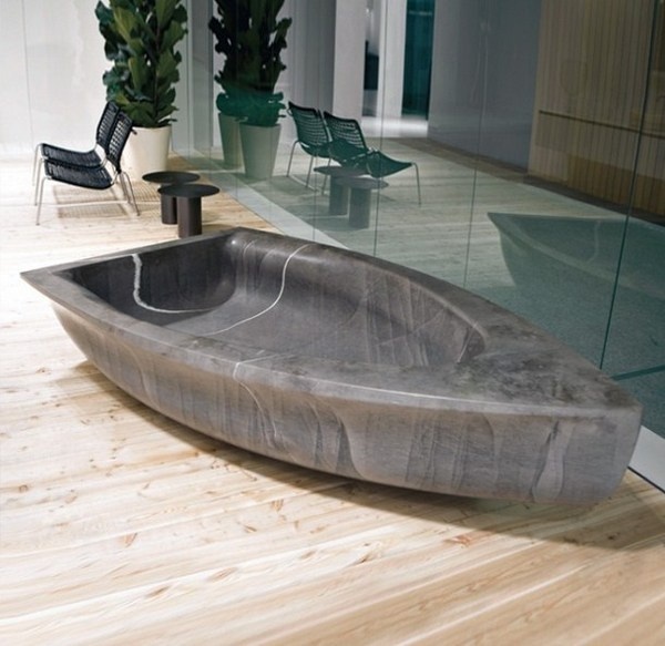 Art bathtub like stone boat sculpture #artistic #bathroom #furniture #art #bathtub