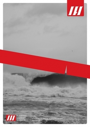 Surfers Against Sewage on the Behance Network #surfers #tape #red #surf #branding #sewage #poster #hinds #logo #against #waves