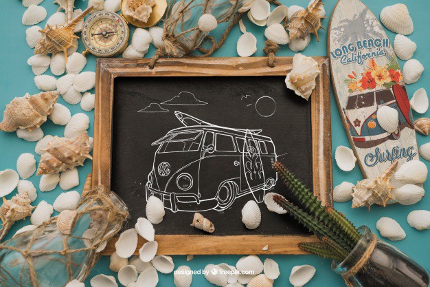 Summer concept with slate Free Psd. See more inspiration related to Mockup, Summer, Beach, Sea, Sun, Holiday, Bottle, Chalkboard, Mock up, Decorative, Vacation, Summer beach, Marine, Up, Season, Concept, Slate, Shells, Composition, Mock, Summertime and Seasonal on Freepik.