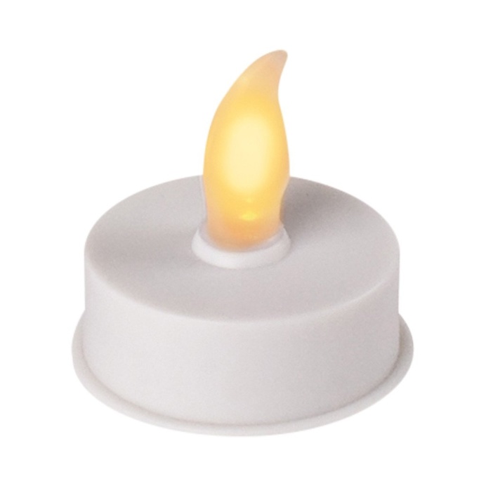 Smooth White Plastic LED Flameless Tea Light, 4 x 4 cm