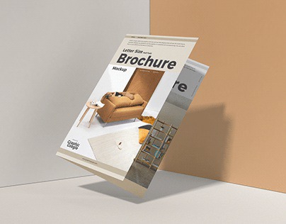 Free Letter Size Half Fold Brochure Mockup