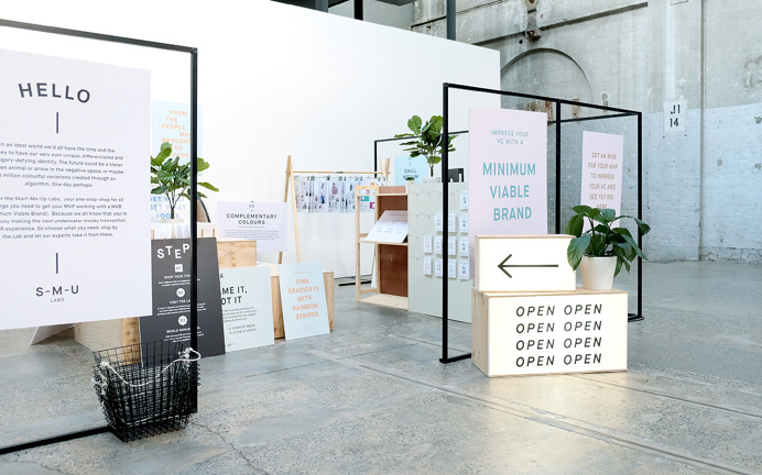 Start-Me-Up Labs start up typography type graphic design business card print modern fair stand presentation school minimal packaging designe