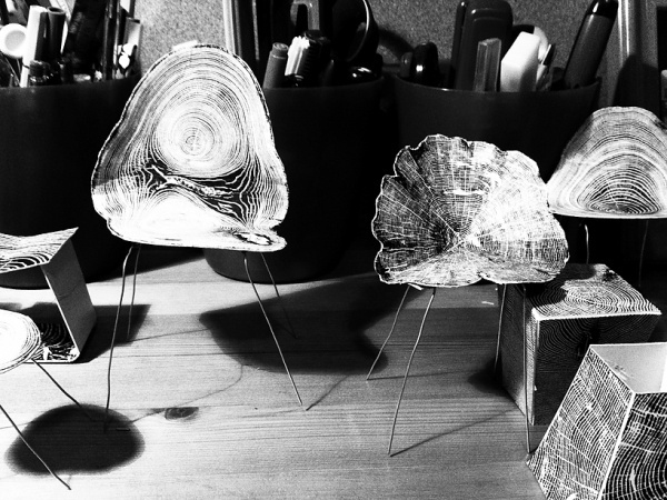 sharon sides: acid etched metal stump #furntiture