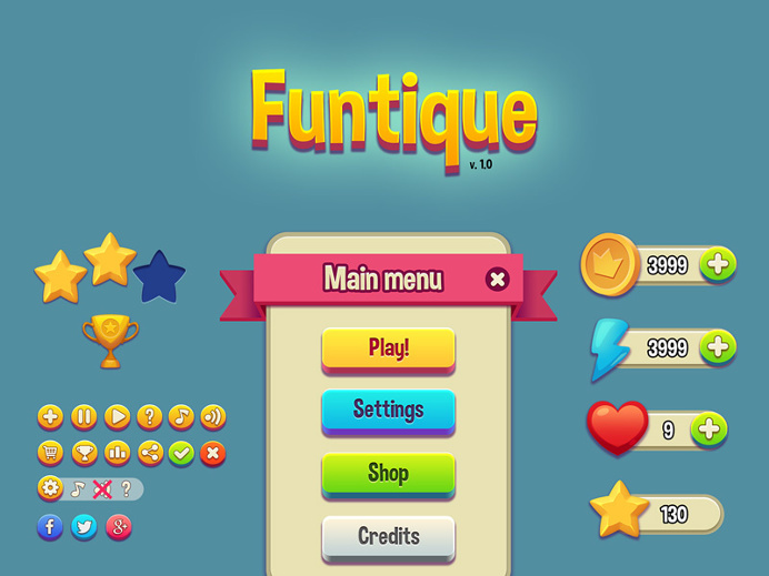 This is a vibrant and cartoonish #game #UI Kit has over 30 elements that are retina ready.
