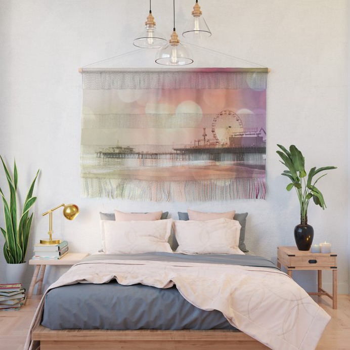 Sparkling pink Santa Monica Pier Wall Hanging