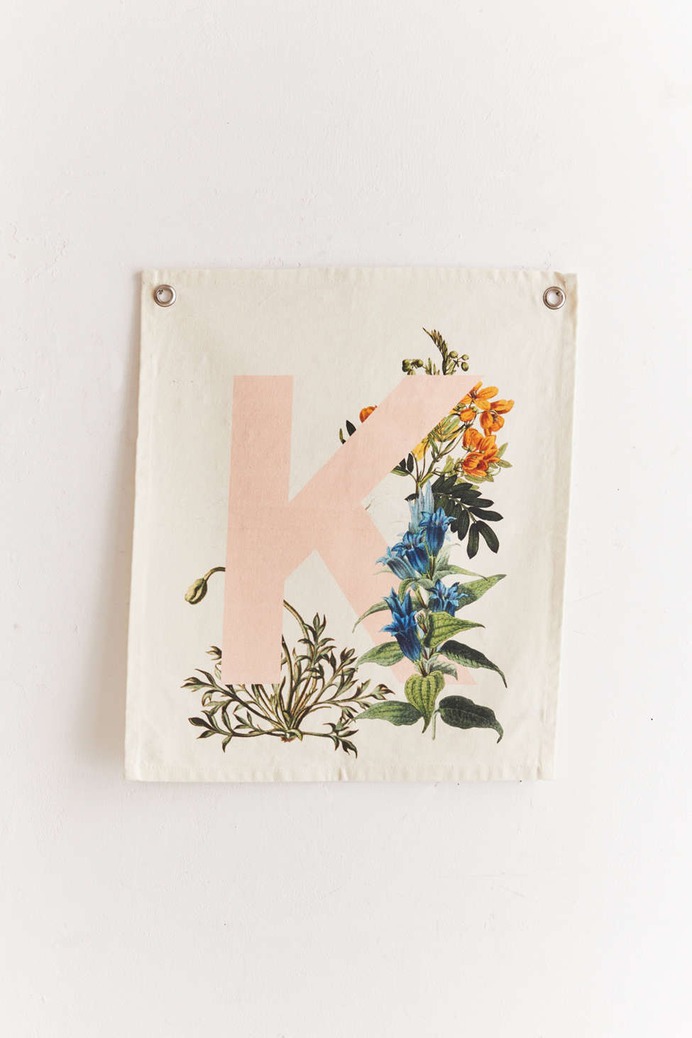 Slide View: 2: Monogram Floral Flag Tapestry