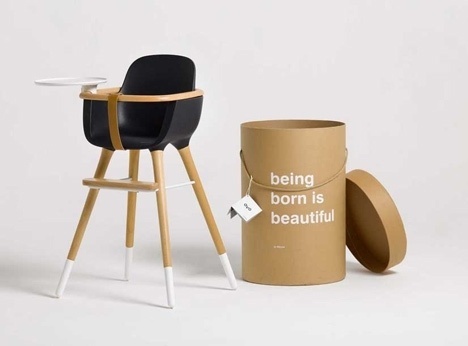 Dezeen » Blog Archive » Ovo high chair by CuldeSac #white #cardboard #packaging #black #wood #furniture #brown #plastic