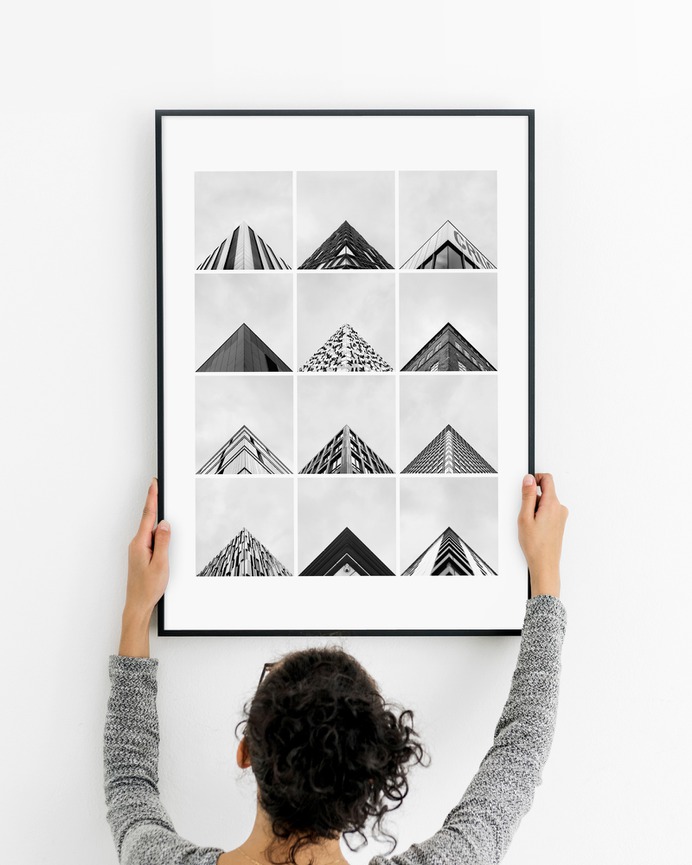 Framed architecture print of buildings in Sheffield for Geometry Club