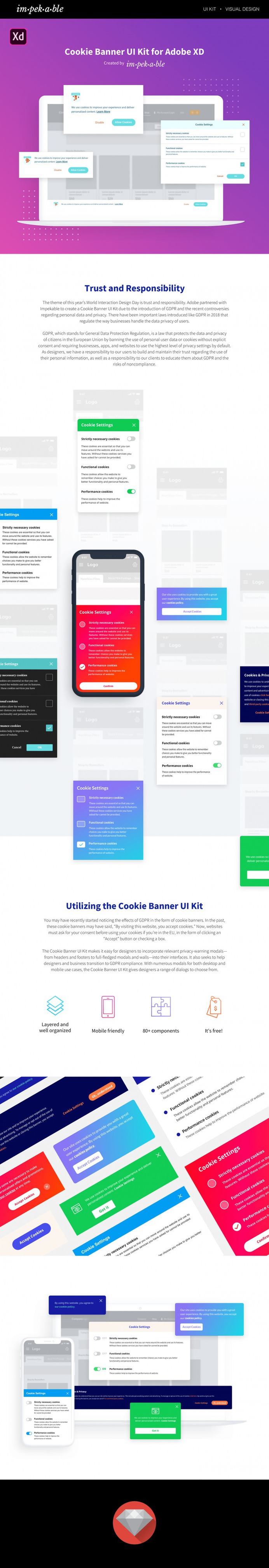 Cookie Banner UI Kit for Adobe XD